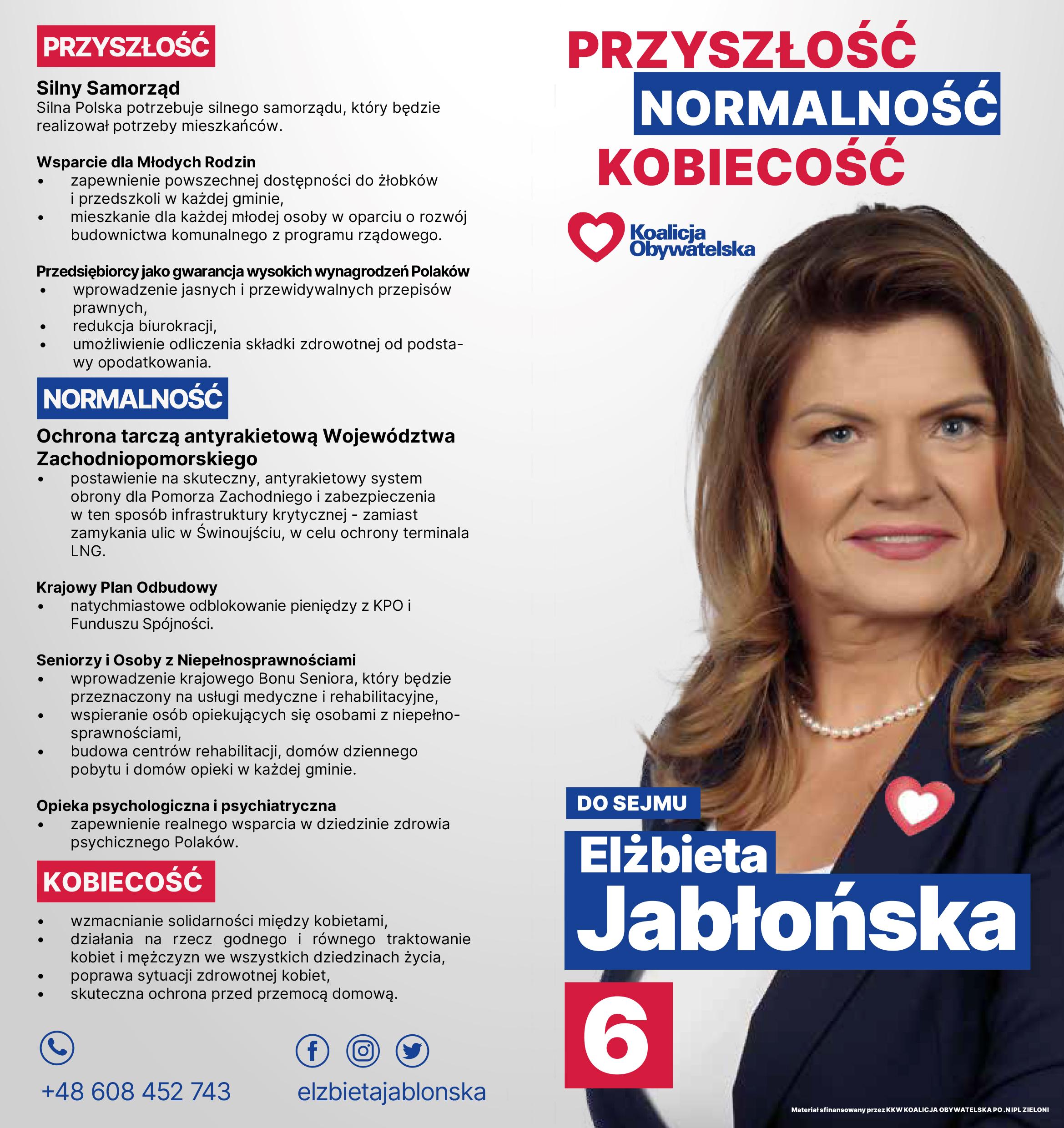 Mój Program Sejm 2023 Elzbieta Jabłońska